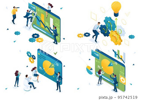 Set of isometric concepts graphs and charts, business ideas, analytics, business training. For Concept for web design 95742519