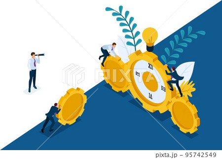 Isometric Bright concept site Time has come for action. Businessmen climb the clock, cooperation for success. Concept for web design Isometric Bright concept site Time has come for action. Businessmen climb the clock, cooperation for success. Concept for web design 95742549