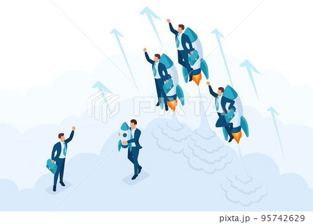 Isometric the concept race for leadership, competition of young successful businessman. Concept for web design 95742629