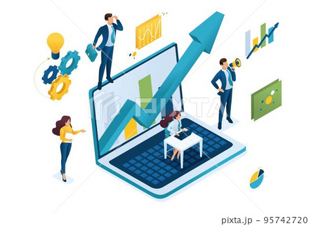 Isometric business concept, working together as a team to achieve success. Concept for web design 95742720