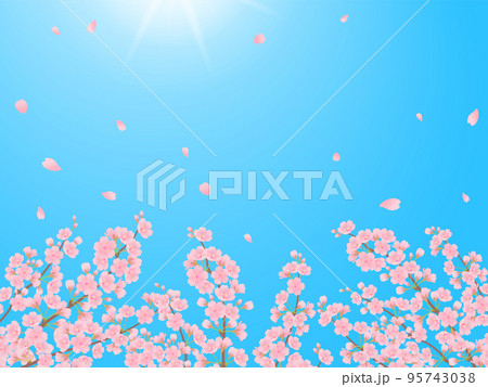 青空と満開の桜_フレーム背景 95743038