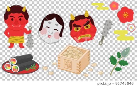 Setsubun ehomaki 和惡魔集插圖素材 95743046