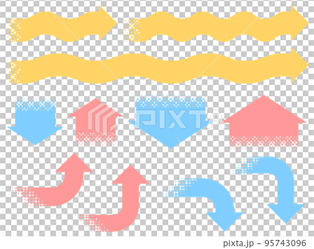 ドットグラデーションの色々な矢印のセット 95743096
