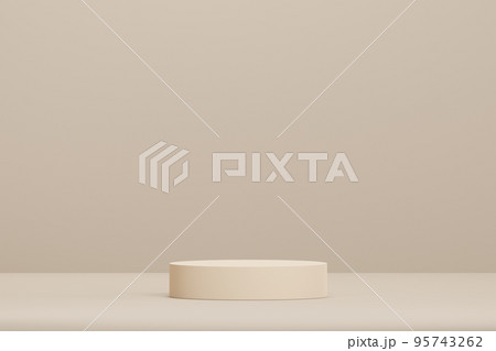 ベージュのシンプルな円柱製品ディスプレイストック3Dイラスト背景 ベージュのシンプルな円柱製品ディスプレイストック3Dイラスト背景 95743262