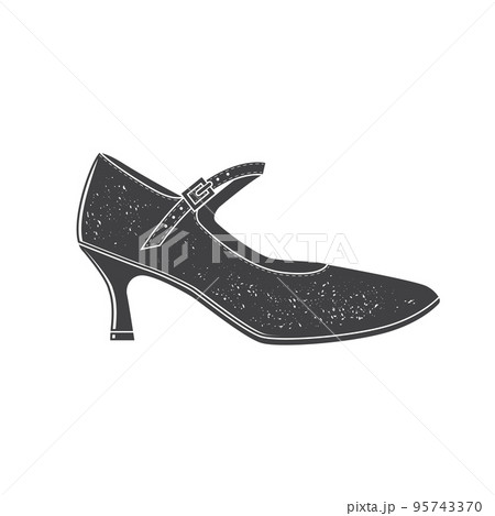Ballroom dance shoes icon silhouette. Vector illustration. Shoes for dance classes. 95743370