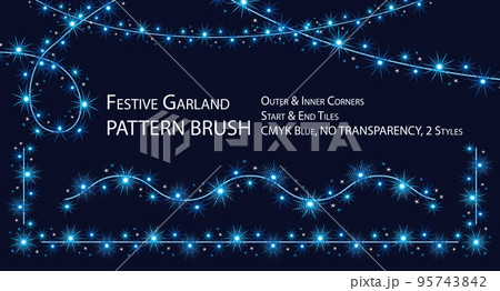 Pattern seamless brush with festive blue garland like sparkler 95743842
