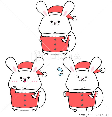 ゆるかわウサギサンタ2 3点セット①のイラスト素材 [95743848] - PIXTA