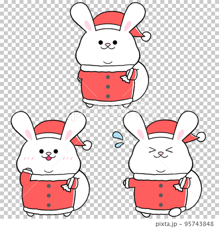 ゆるかわウサギサンタ2 3点セット①のイラスト素材 [95743848] - PIXTA