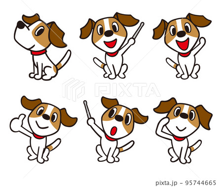 ジャックラッセルテリア犬　セット1　黒線(おすわり、指し棒、いいね、他) 95744665