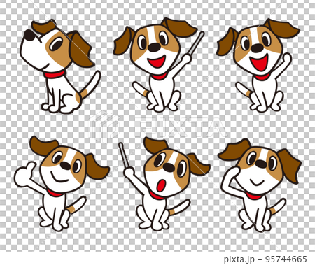 ジャックラッセルテリア犬　セット1　黒線(おすわり、指し棒、いいね、他) 95744665