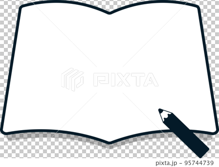 Stationery frame book notebook pencil pen simple monochrome frame Stationery frame book notebook pencil pen simple monochrome frame 95744739