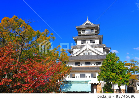 【愛媛県】快晴の今治城と紅葉 【愛媛県】快晴の今治城と紅葉 95745696