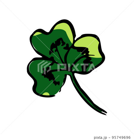 Autumn sketch green clover leaf. St.Patricks Day sign 95749696