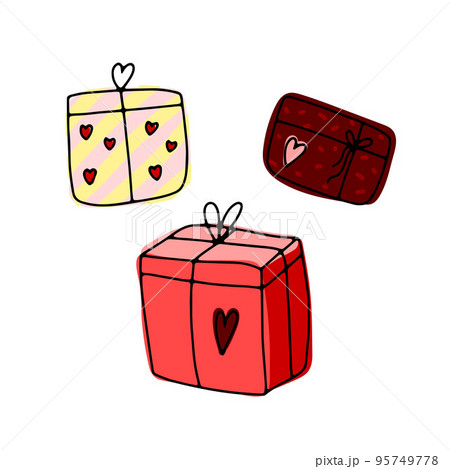 Cute doodle Gifts set. Hand-drawn color presents 95749778