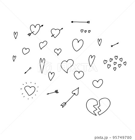 Doodle Valentine's Day hearts set 95749780