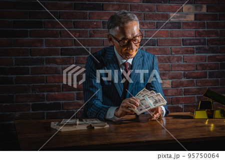 金融商品とスーツの年配男性 95750064