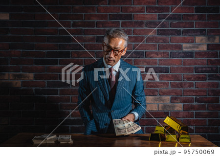 金融商品とスーツの年配男性 金融商品とスーツの年配男性 95750069
