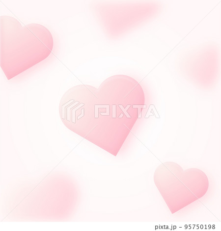 Pink shiny hearts on pastel pink background with blurry effect. Square composition. Saint Valentine's day greeting card February 14 design. Love, wedding marriage ceremony celebration. Template for 95750198