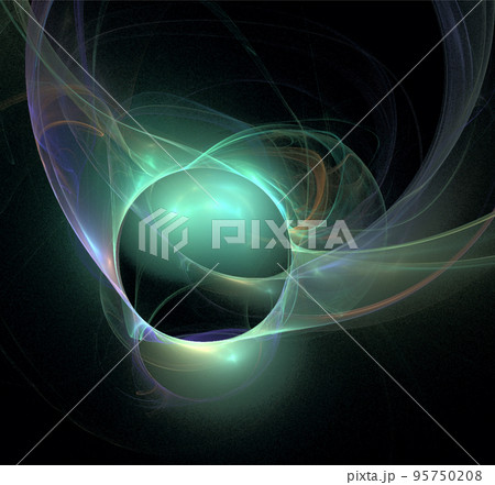 illustration of a green space planet star system, color graphics, background 95750208