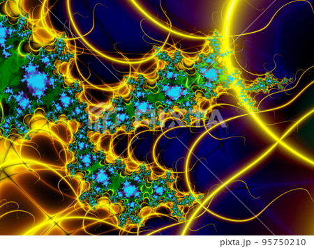 bright decorative yellow-blue pattern, abstract background, design 95750210