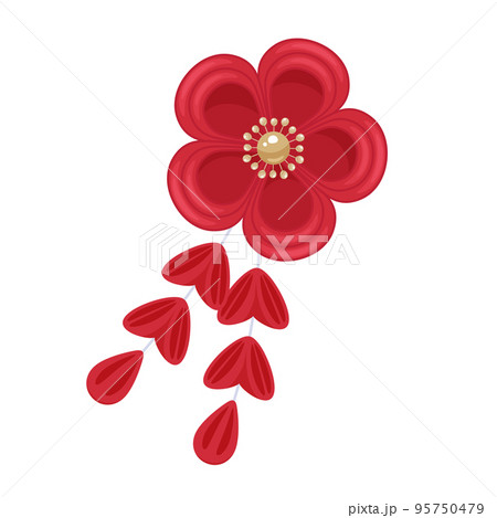 梅の花のつまみ細工のイラスト 95750479