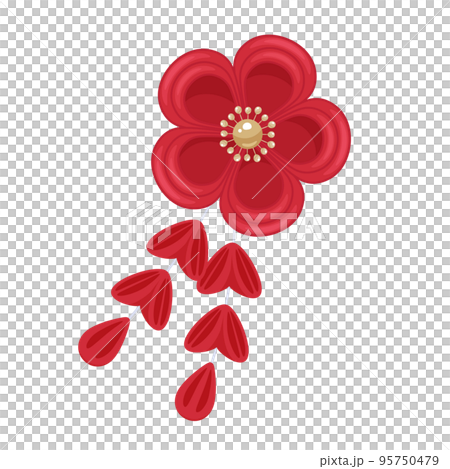 梅の花のつまみ細工のイラスト 95750479