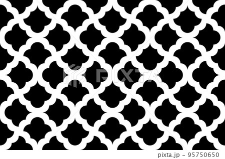 Flower geometric pattern. Seamless background. White and black ornament 95750650