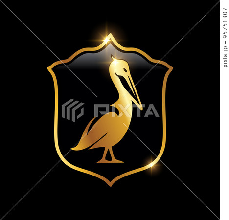 Golden Pelican Bird Logo Sign 95751307