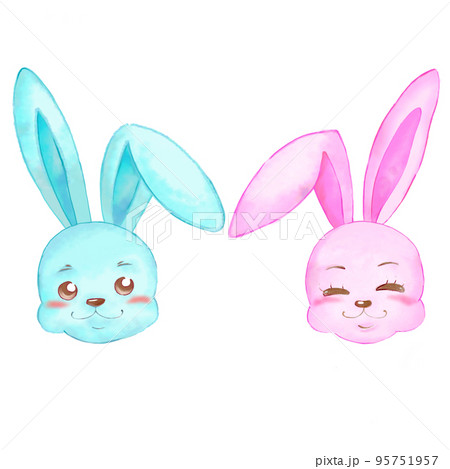 PinkRabbit ① light blue and pink rabbit - Stock Illustration [95751957