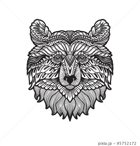 hand drawn Grizzly bear zentangle vector 95752172