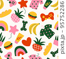 Doodle style seamless pattern. Online shopping. Various shopping objects. Vector illustration. 95752286