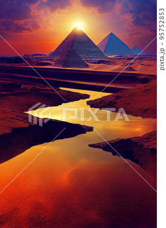 concept art illustration of egyptian pyramids in Giza, Egypt 95752853