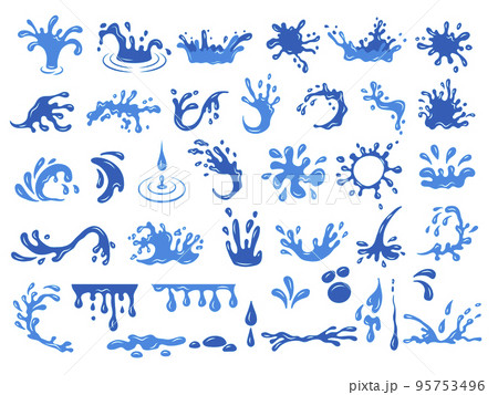 Water drops. Flow liquid paint ink or water recent vector stylized templates isolated 95753496