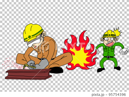 Sparks fly and start a fire 95754396