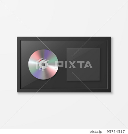 Realistic Vector 3d YCD, Label with Black CD Cover Frame Isolated on White Background. Single Album Compact Disc Award, Limited Edition. CD Design Template 95754517