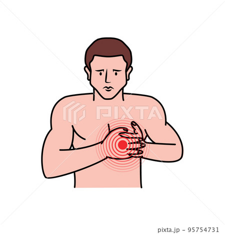 Ache in heart and chest. Pain in the human heart. Pain in different part of human body set. Vector illustration Ache in heart and chest. Pain in the human heart. Pain in different part of human body set. Vector illustration 95754731