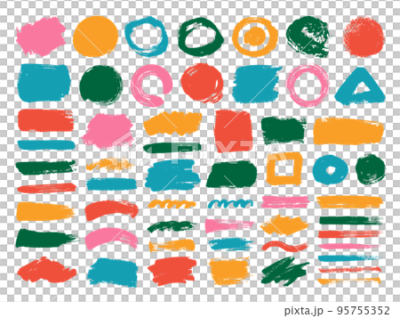 Colorful paint brushes and textures set Colorful paint brushes and textures set 95755352