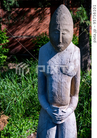 Gods idol statue. Statue on the background of nature. Gods idol statue. Statue on the background of nature. 95756101