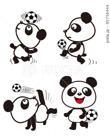 パンダのサッカー4ポーズ 95756444