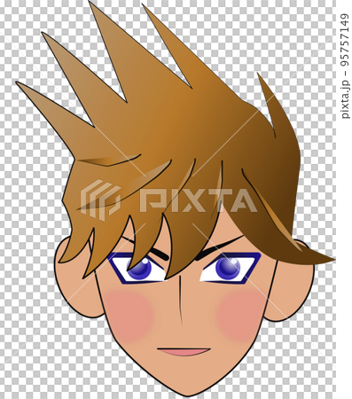 長著尖尖頭髮的男孩臉圖標 長著尖尖頭髮的男孩臉圖標 95757149