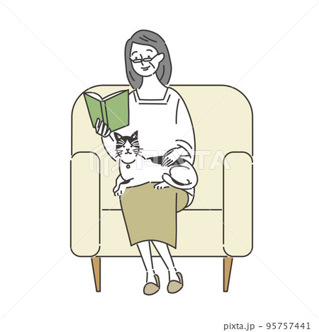 読書をする年配の女性 読書をする年配の女性 95757441