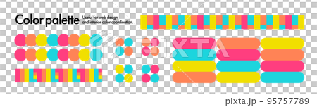 Z世代が好むカラーハーモニー。流行色の配色パターン。POPな配色パレット 95757789