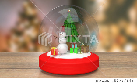 The snowman and Christmas tree in glass ball 3d rendering The snowman and Christmas tree in glass ball 3d rendering 95757845