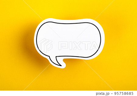 The Speech bubble with copy space communication talking speaking concepts on yellow background. The Speech bubble with copy space communication talking speaking concepts on yellow background. 95758685