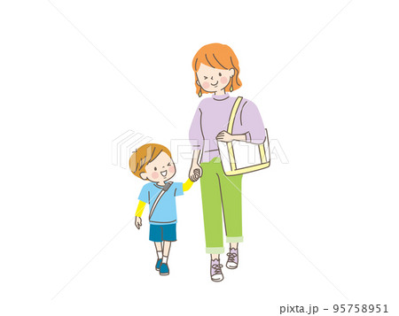 買い物に行く親子のベクターイラスト素材 95758951