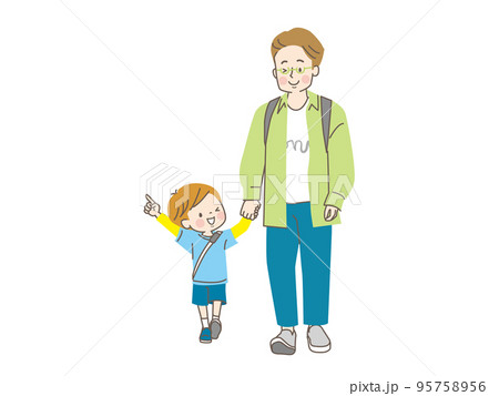 買い物に行く親子のベクターイラスト素材 95758956