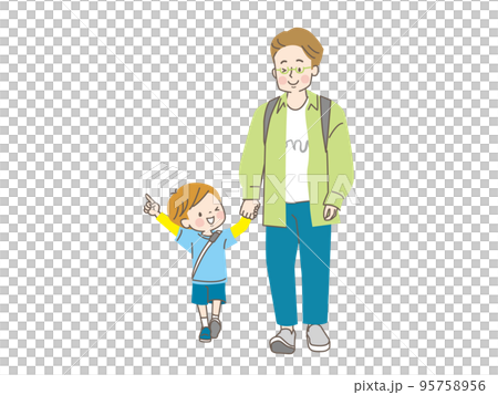 買い物に行く親子のベクターイラスト素材 95758956