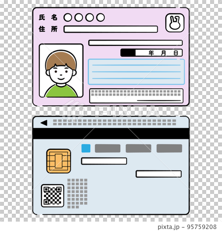 男の子のマイナンバーカード両面のイラストセット 95759208