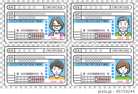 様々な年齢性別の運転免許証のイラストセット 95759244