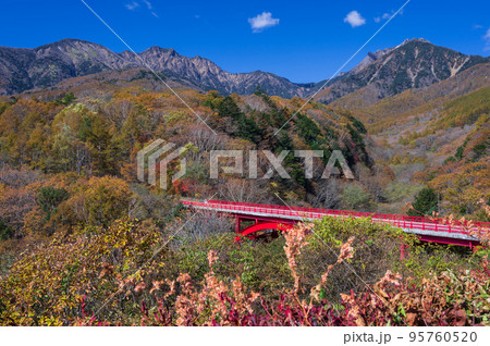東沢大橋と紅葉の風景 東沢大橋と紅葉の風景 95760520